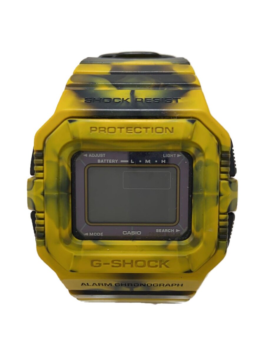 【中古】CASIO◆ソーラーウオッチ・G-SHOCK/デジタル/天然ゴム/YLW/YLW【服飾雑貨他】