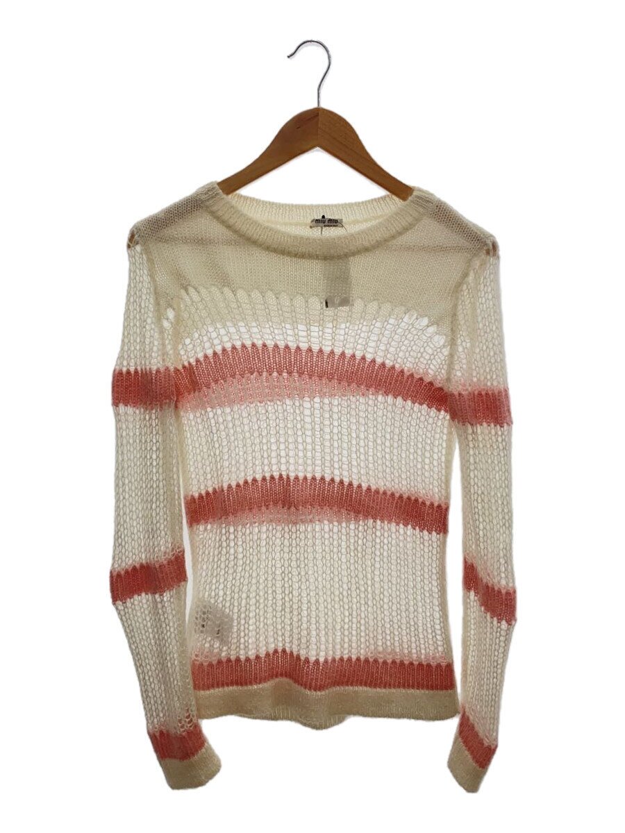 【中古】MIU MIU◆19AW/編み物・ティーシャツ(朦朦たる)/40/モヘヤ/CRM/間借り人/AMAS 2019 422【レディース御召しもの】