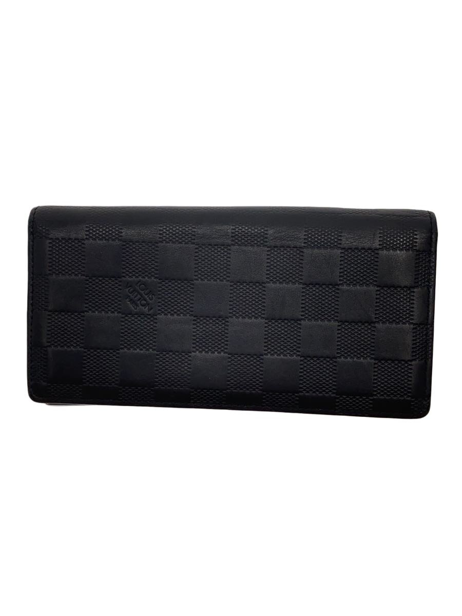 【中古】LOUIS VUITTON◆ポルト・フォイユ・ブラザ_ダミエ・アンフィニ/なめし革/BLK/メンズ【服飾雑貨他】
