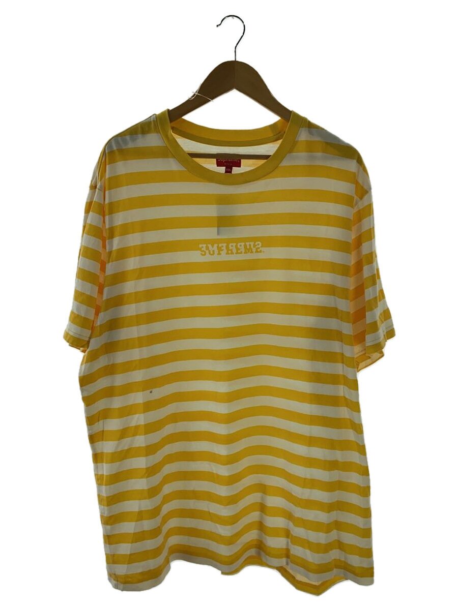 【中古】Supreme◆Reverse Stripe S/S TOP/XXL/綿織物/YLW/縞模様//【メンズウェア】