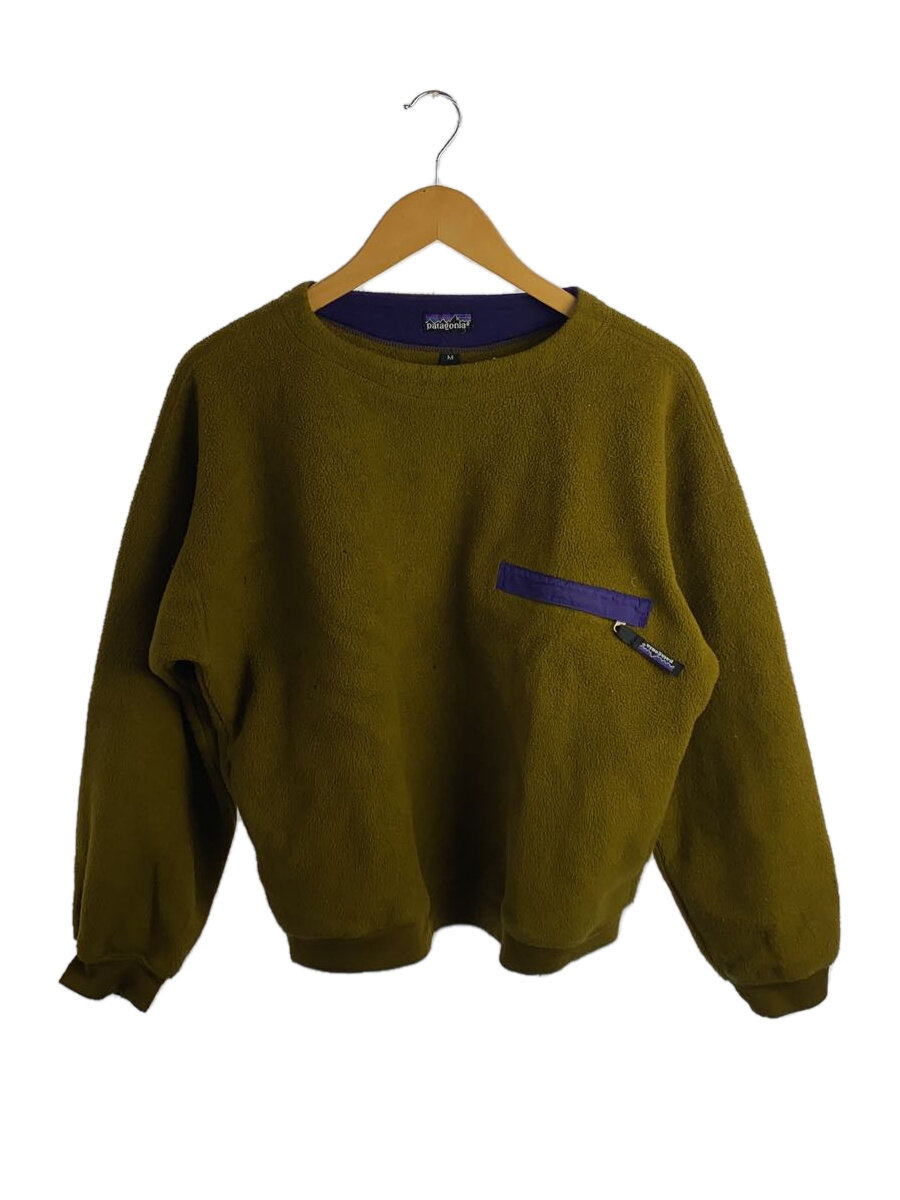 【中古】patagonia◆90年製/USA製/ライトウェイトシンチラクルー/M/ポリエステル/カーキ/無地/25150//【メンズウェア】