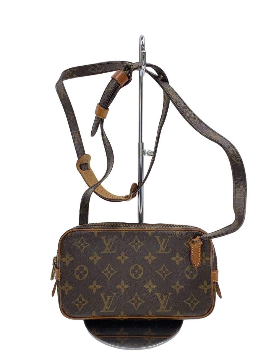 【中古】LOUIS VUITTON◆ポシェット・マルリー・バンドリエール_モノグラム・帆布/PVC/BRW/総柄【御徒面子】