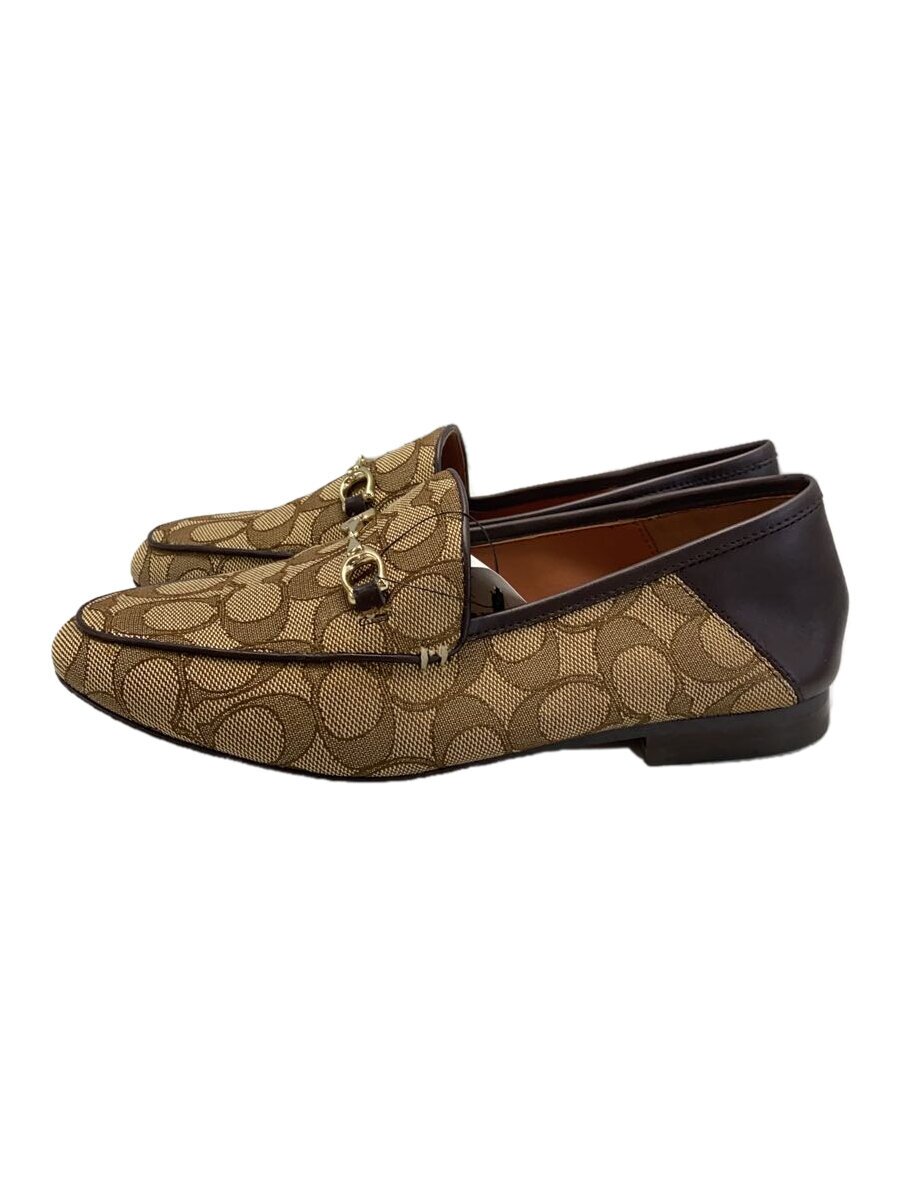 【中古】COACH◆HAELY LOAFER/置き目毛皮/23糎/CML/帆布/FG4568【シューズ】
