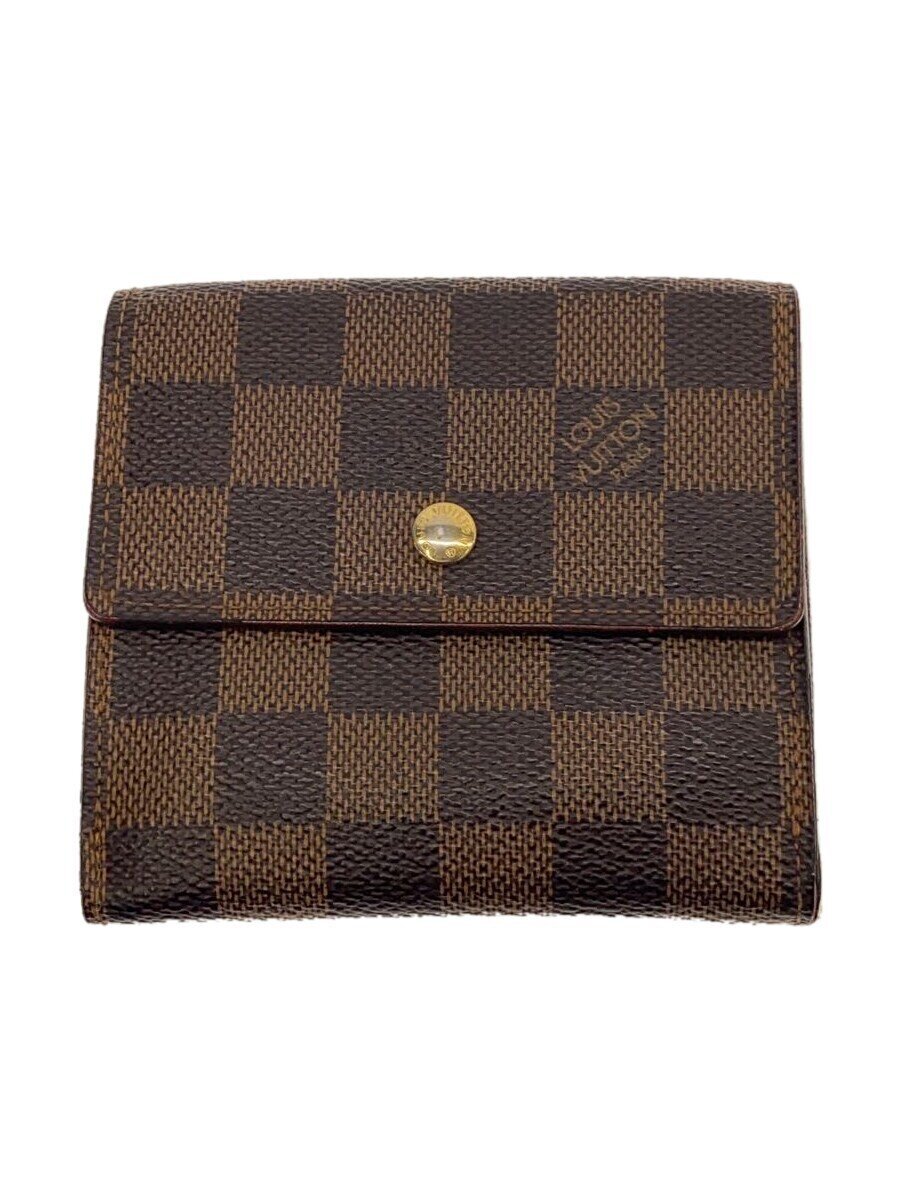 【中古】LOUIS VUITTON◆ポルト・フォイユ・エリーズ_ダミエ・エベヌ_BRW/PVC/BRW/レディース//【服飾雑貨他】