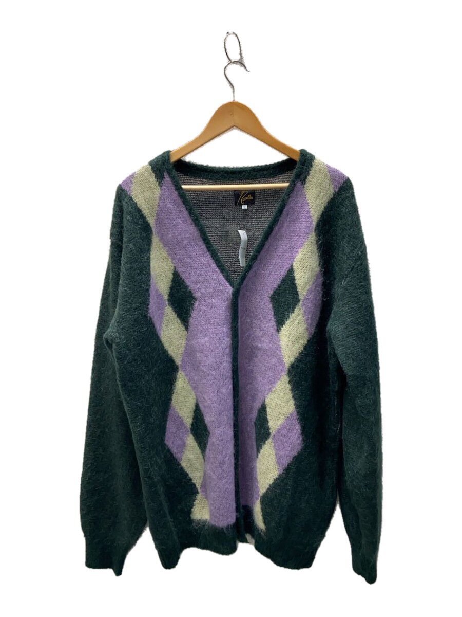【中古】Needles◆22AW/Mohair Cardigan Diamond/ジレー(朦々たる)/L/モヘヤ/GRN/総柄/L//【メンズウェア】