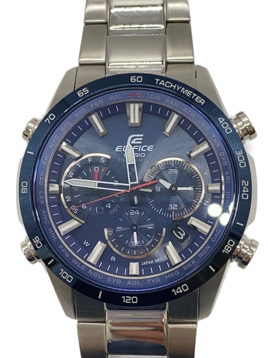 【中古】CASIO◆ソーラー腕時計・EDIFICE/アナログ/NVY/SLV【服飾雑貨他】｜2ｎｄ STREET 店