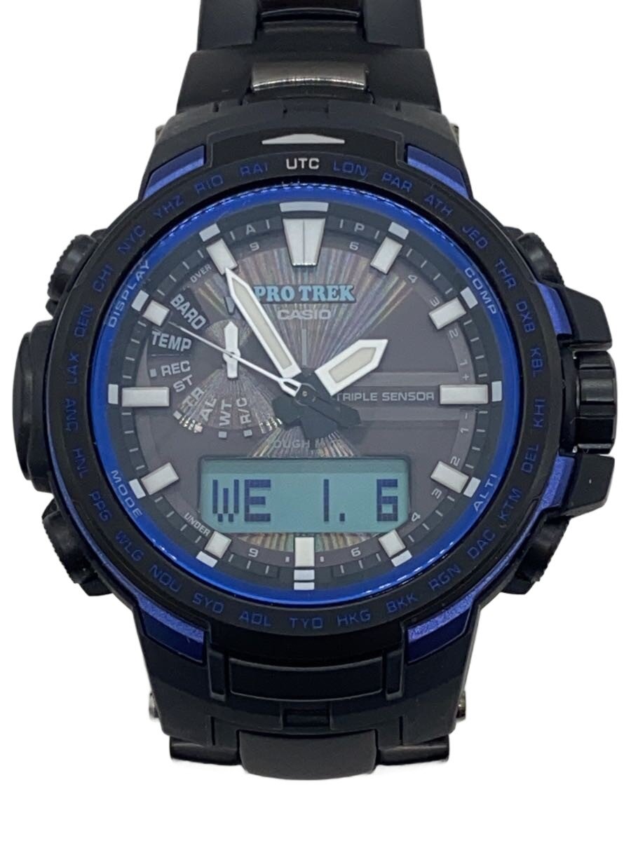 【中古】CASIO◆ソーラーウオッチ・PROTREK/デジアナ/BLK/BLK【服飾雑貨他】