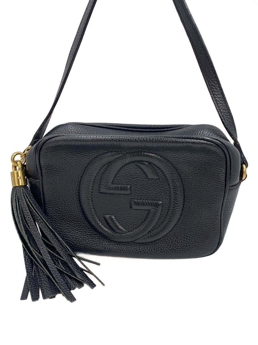 【中古】GUCCI◆スモール・ディスコティック御徒面子_ソーホー/なめし革/BLK【御徒面子】