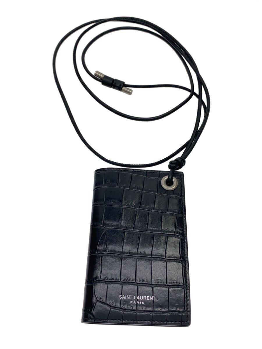 【中古】SAINT LAURENT◆歌留多入れもの/なめし革/BLK/無地/メンズ/GBL669375・0621【服飾雑貨他】