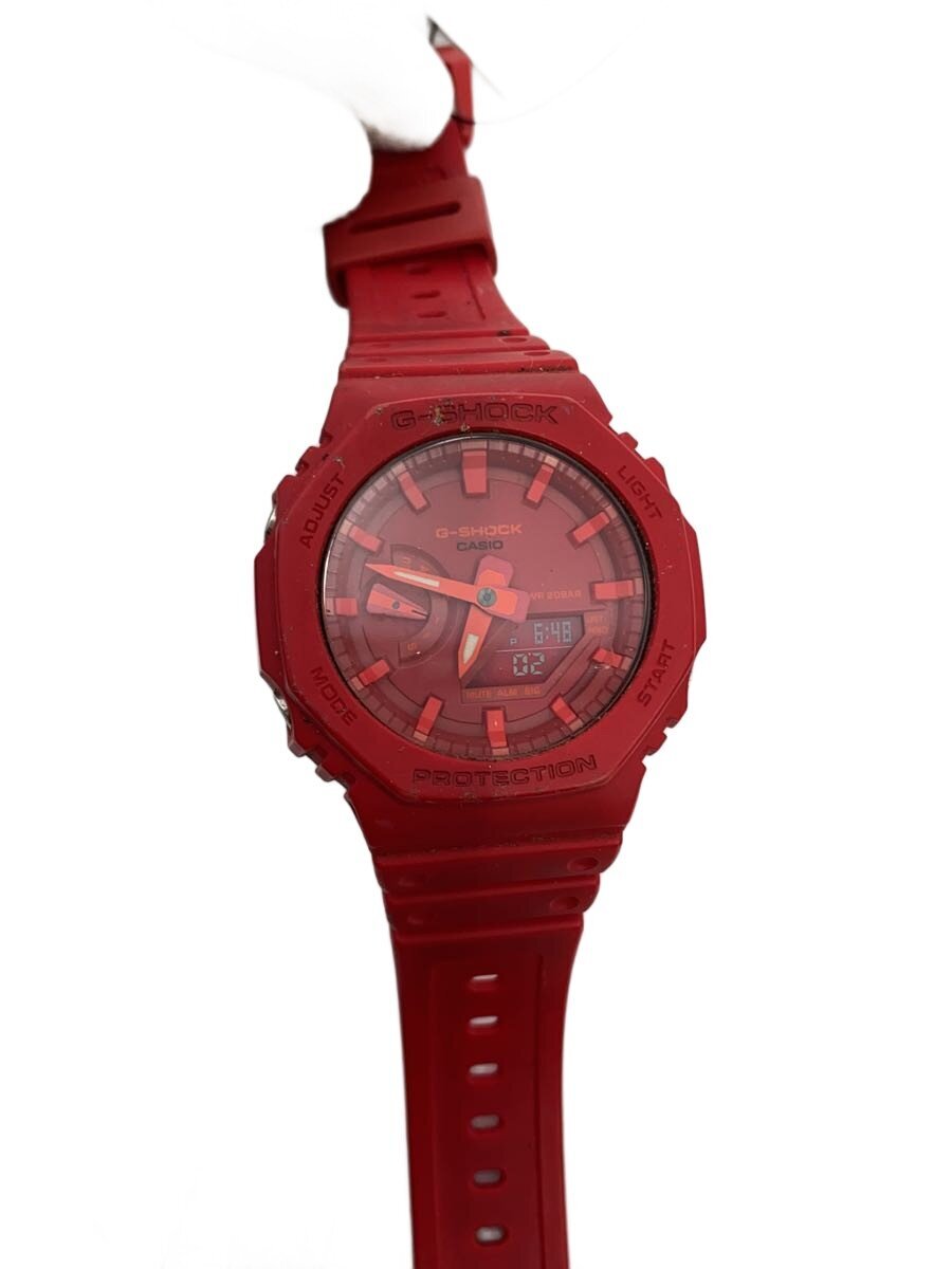 【中古】CASIO◆石英ウオッチ・G-SHOCK/デジアナ/天然ゴム/RED/RED【服飾雑貨他】