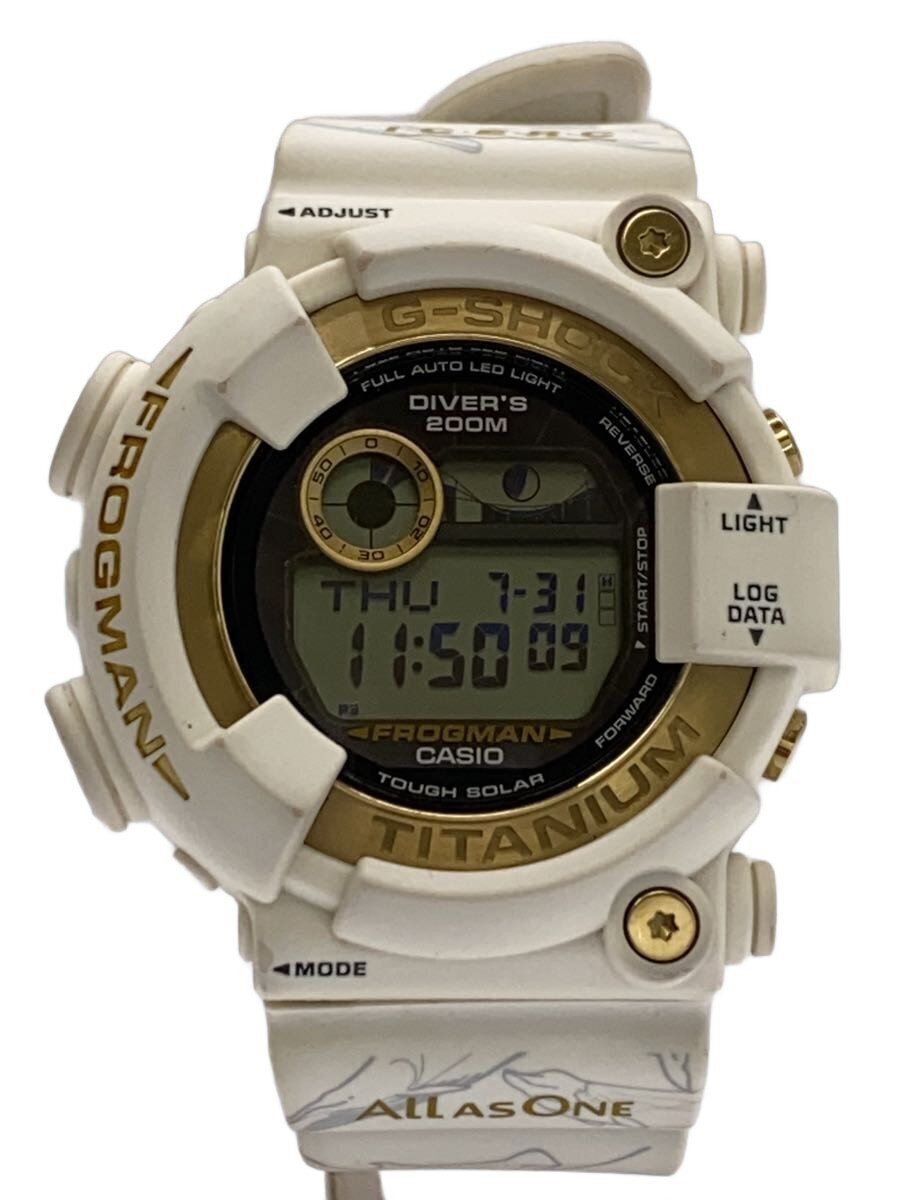 【中古】CASIO◆ソーラーウオッチ_G-SHOCK/デジタル/天然ゴム/WHT【服飾雑貨他】