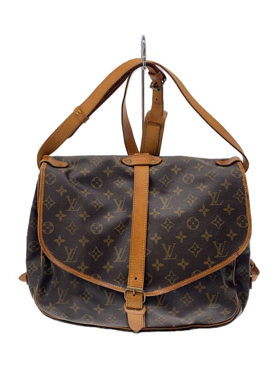 【中古】LOUIS VUITTON◆1)ソミュール35_モノグラム・帆布_BRW/PVC/BRW【御徒面子】