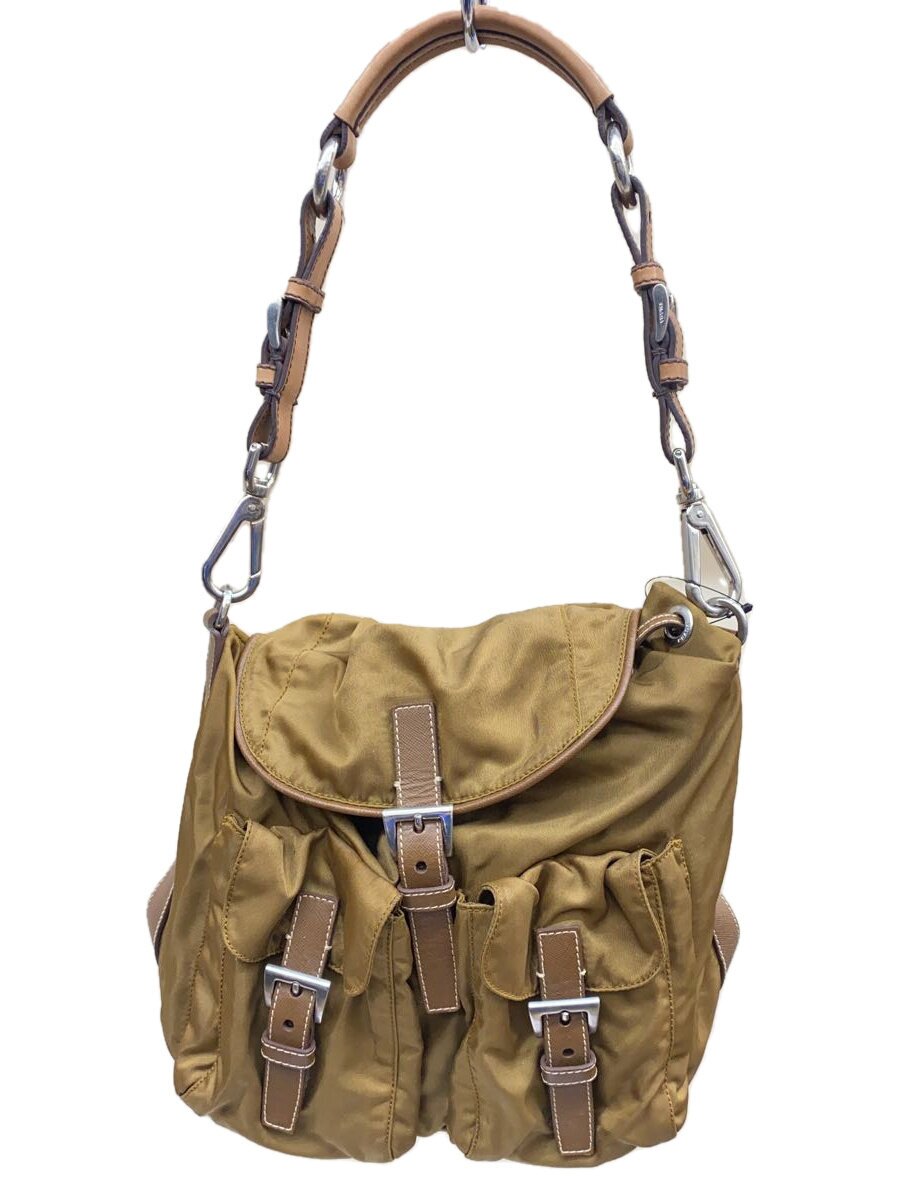 【中古】PRADA◆ハンドバック/ナイロン/CML/無地【御徒面子】