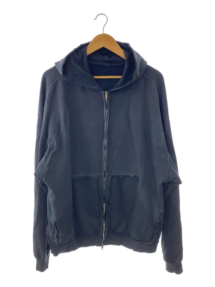 【中古】BALENCIAGA◆L/23AW/TAPE TYPE RIPPED POCKET HOODIE/パーカー/XS/黒いこと/744451【メンズウェア】