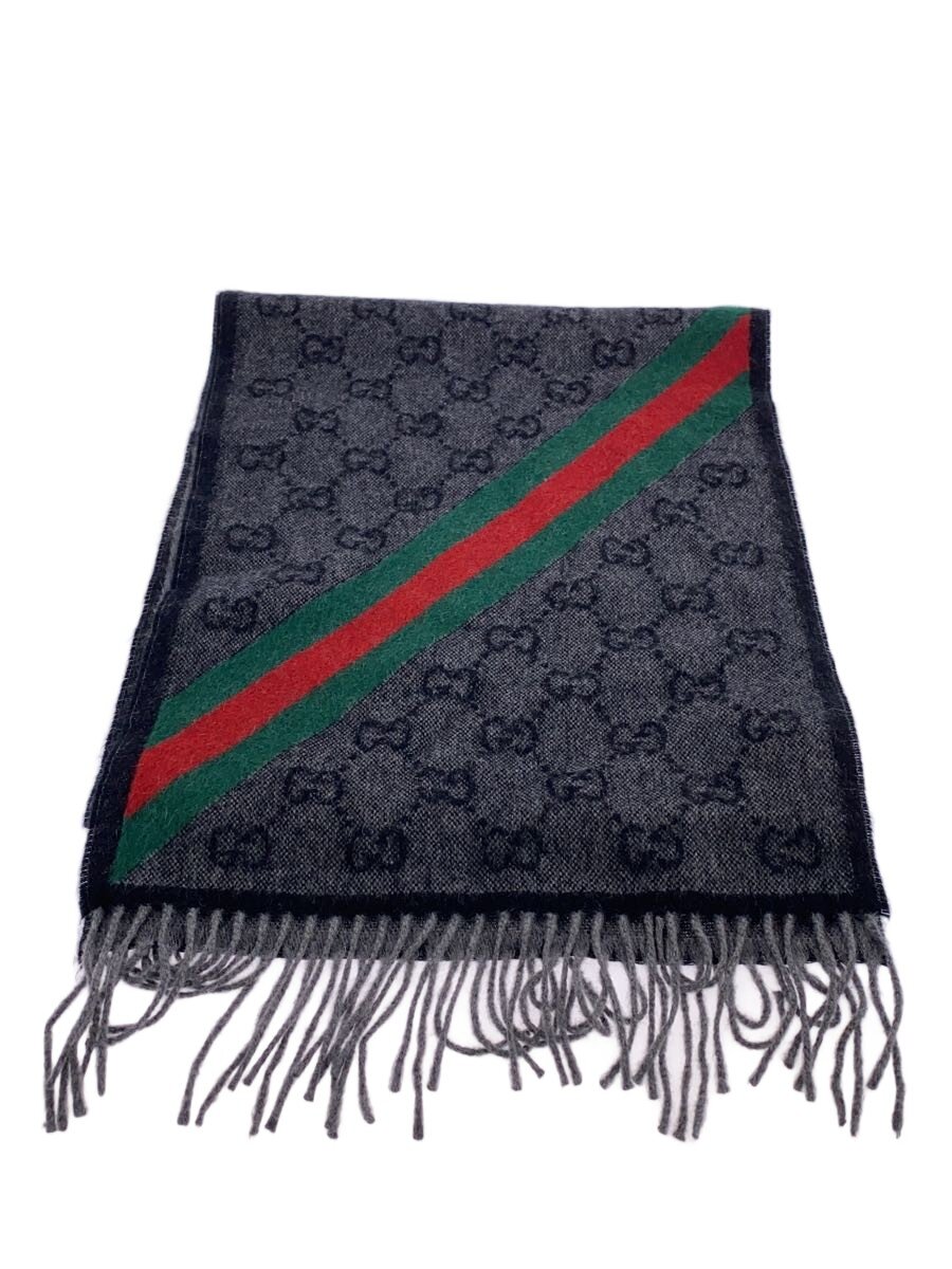 【中古】GUCCI◆えり巻き/羊毛/GRY/メンズ/570603 3GB18//【服飾雑貨他】
