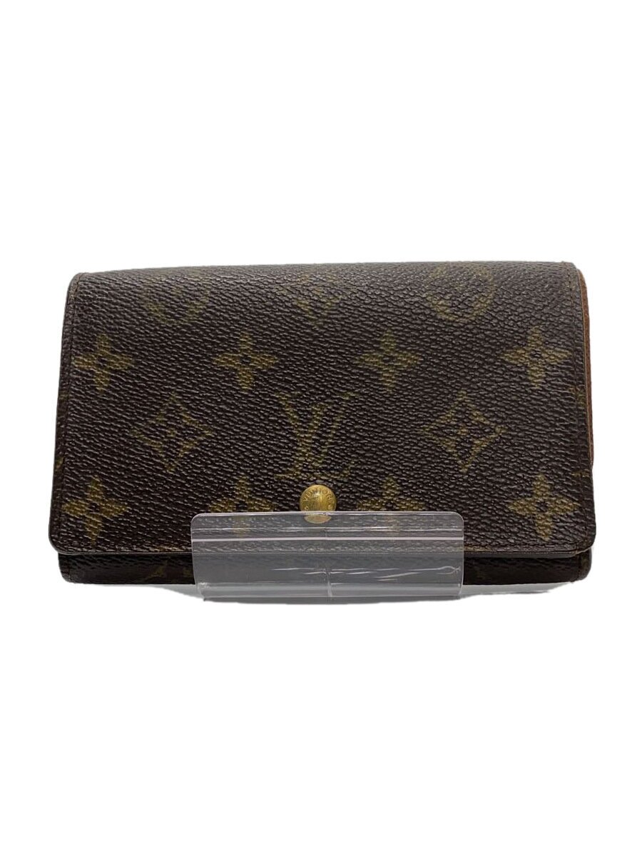 【中古】LOUIS VUITTON◆1)ポルト・モネ・ビエ・トレゾール_モノグラム・キャンバス_BRW/PVC/BRW/モノグラム/レディース【服飾雑貨他】