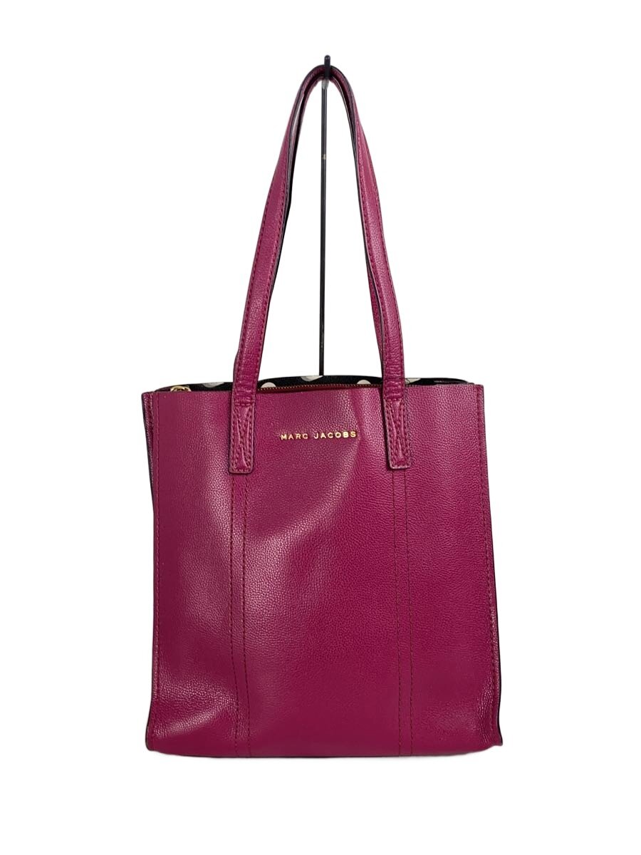 【中古】MARC JACOBS◆トートバッグ/なめし革/パープル/無地【御徒面子】