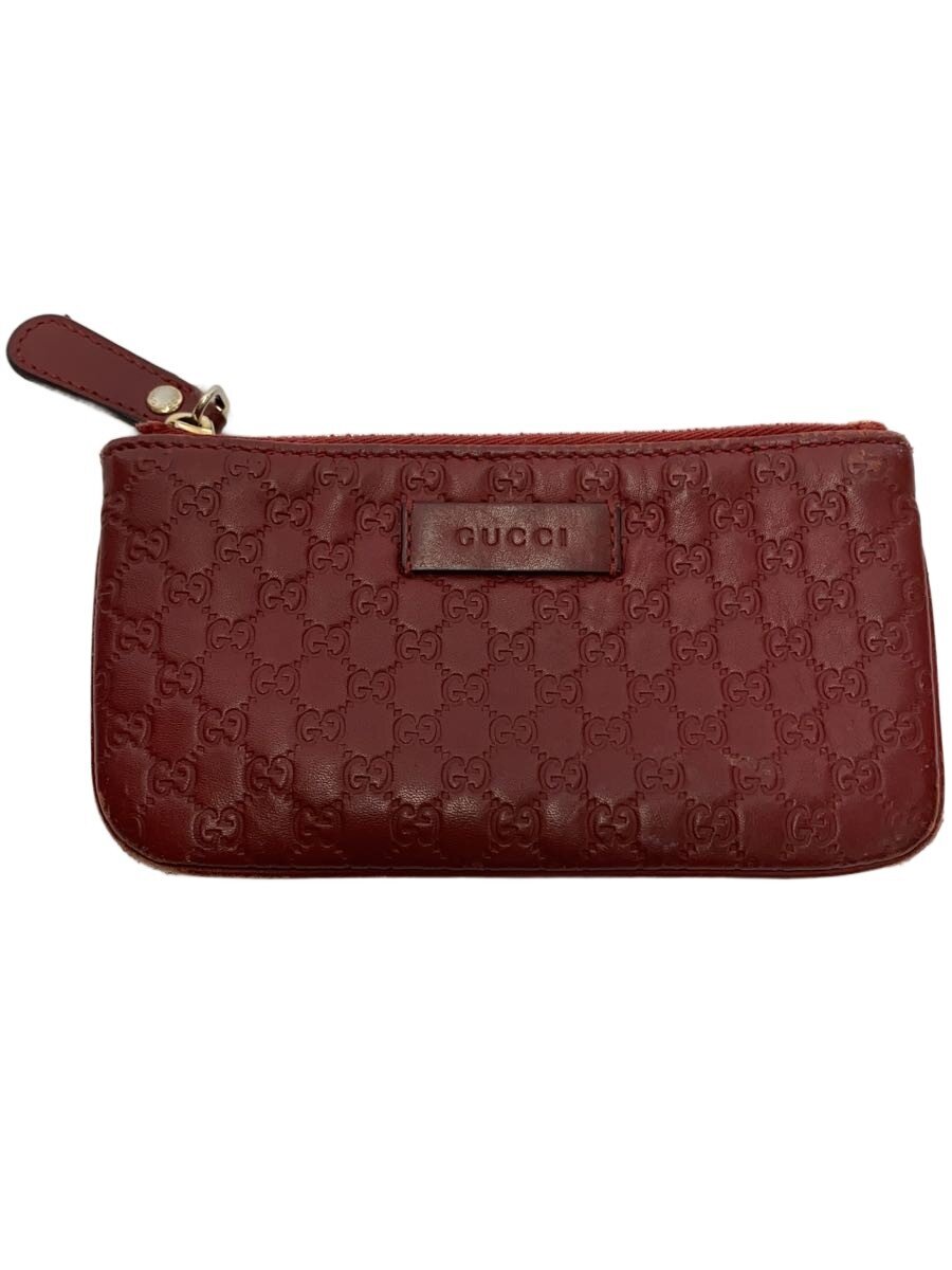 【中古】GUCCI◆コインケース_マイクログッチシマ/なめし革/RED/レディース【服飾雑貨他】
