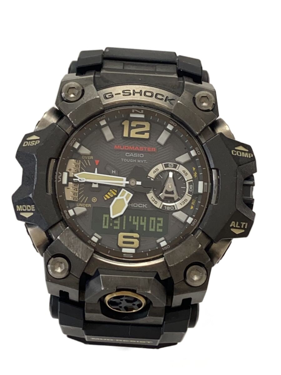 【中古】CASIO◆ソーラーウオッチ_G-SHOCK/アナログ/なめし革/BLK【服飾雑貨他】