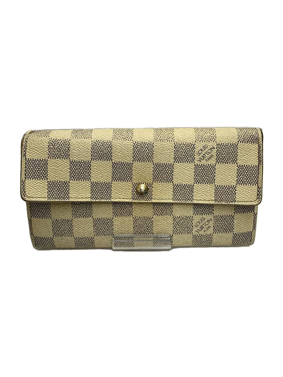【中古】LOUIS VUITTON◆1)ポルト・フォイユ・サラ_ダミエ・アズール_WHT/PVC/WHT/レディース【服飾雑貨他】