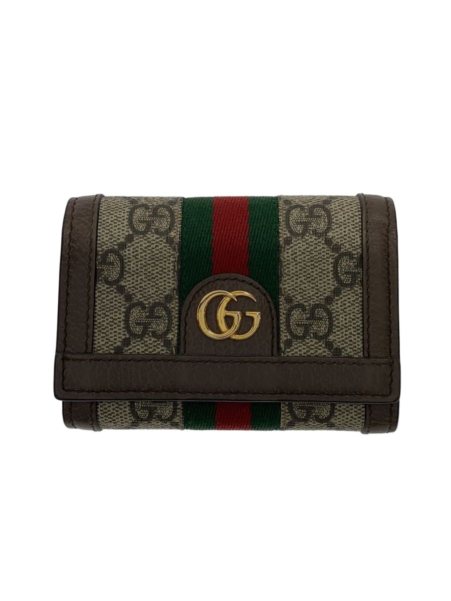 【中古】GUCCI◆3つ折り金入れ-GGスプリーム/なめし革/BRW/総柄/レディース//【服飾雑貨他】