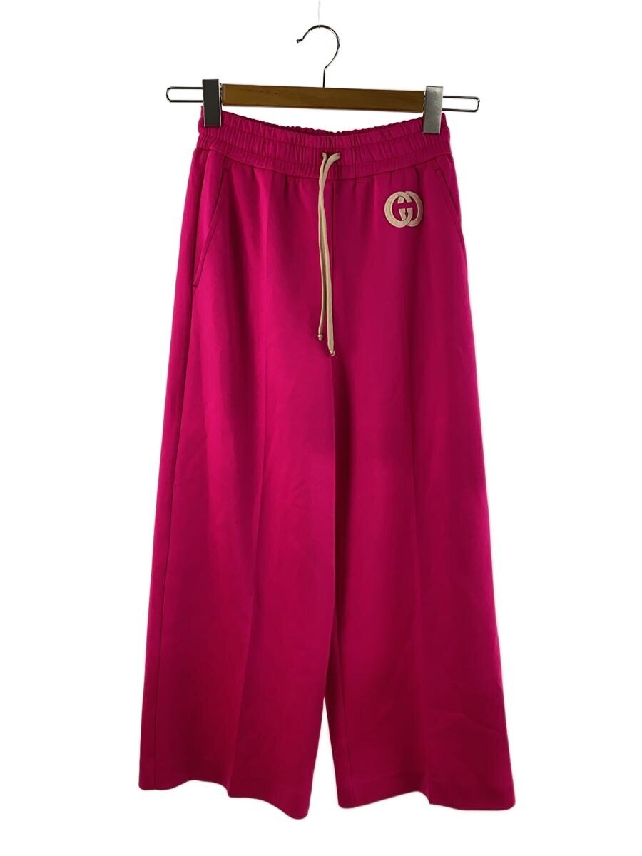 【中古】GUCCI◆GGワッペンワイドトラックパンツ/XXS/ポリエステル/PNK/644618 XJDCX/※裾汚れた状態有【レディース御召しもの】