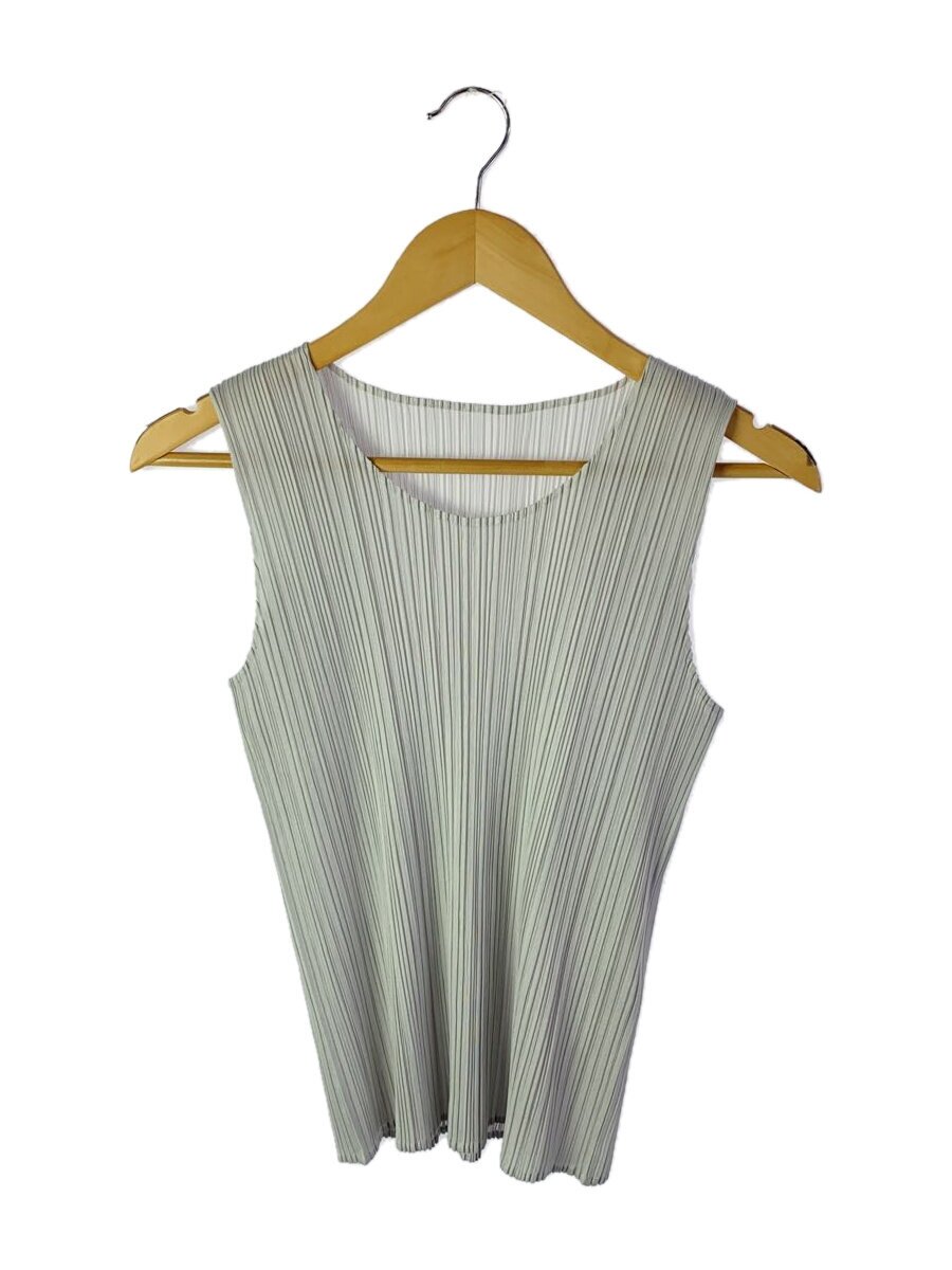 【中古】PLEATS PLEASE ISSEY MIYAKE◆ノースリーブトップ/2/ポリエステル/GRY/PP55-JK101//【レディース御召しもの】