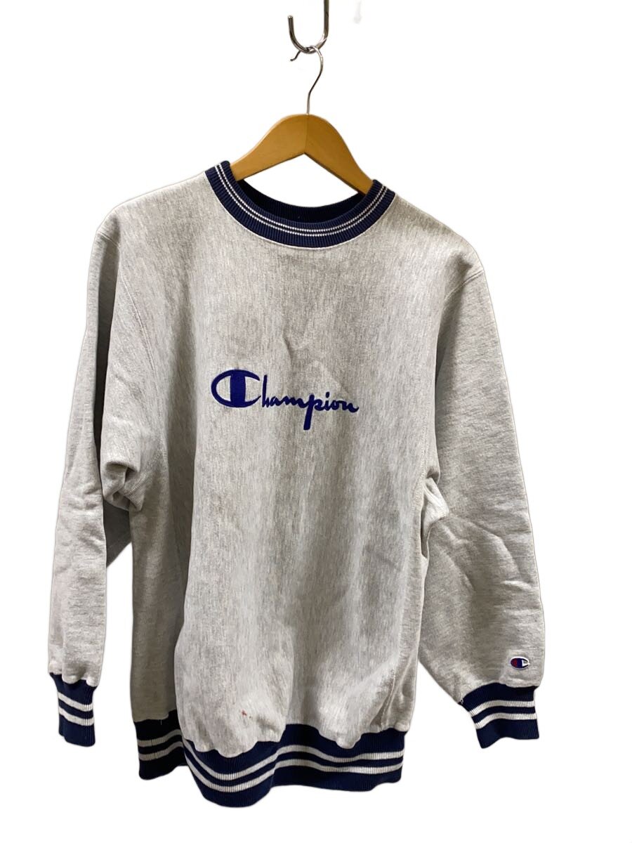 【中古】Champion◆90s/トリコタグ/USA製/REVERSE WEAVE/汗水/L/綿織物/GRY【メンズウェア】