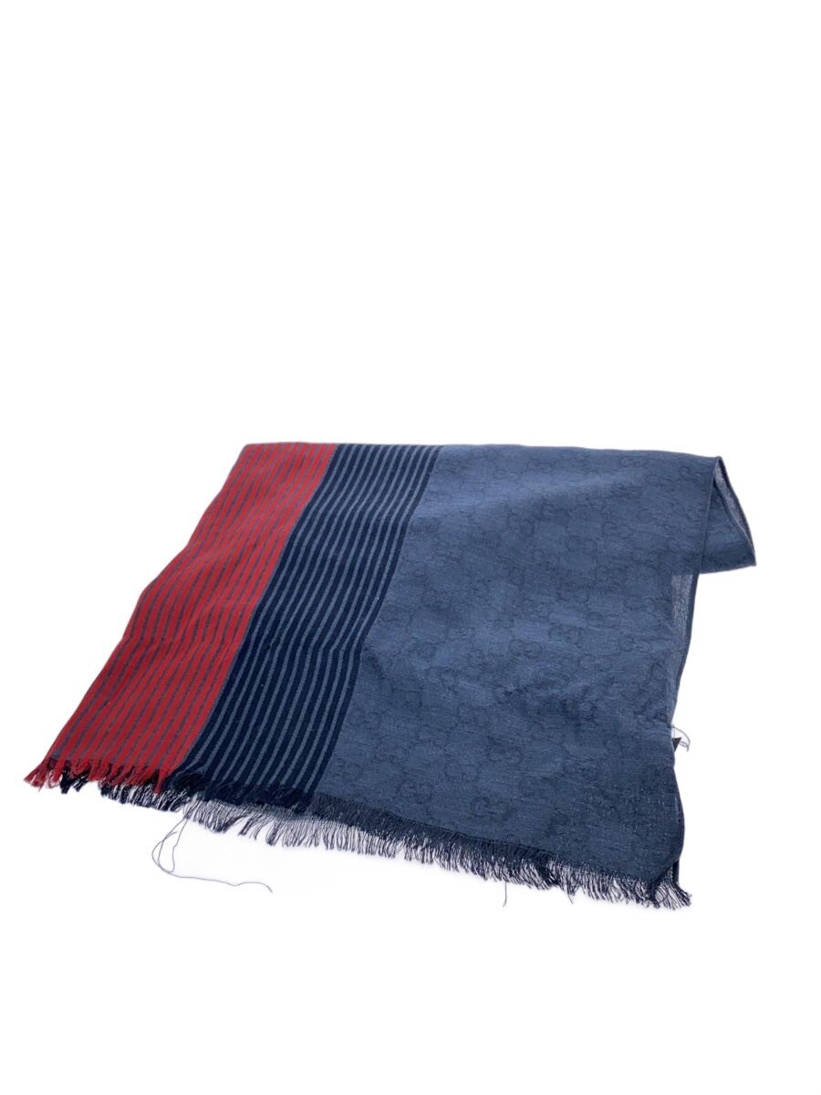 【中古】GUCCI◆袈裟/綿織物/NVY/総柄/メンズ/387568/GG柄/縞模様//【服飾雑貨他】