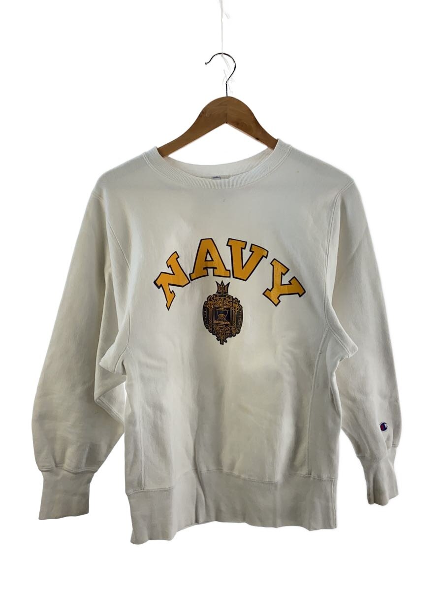 【中古】Champion◆90s/USA製/REVERSE WEAVE/逆さま/NAVY/汗水/M/綿織物/WHT//【メンズウェア】