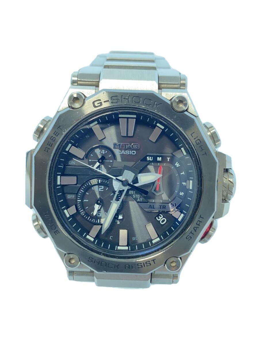 【中古】CASIO◆ソーラーウオッチ_G-SHOCK/アナログ/ステンレス鋼/BLK/SLV【服飾雑貨他】
