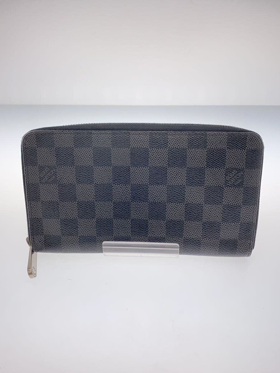 【中古】LOUIS VUITTON◆ジッピー・オーガナイザー_ダミエ・グラフィット_BLK/PVC/BLK/チェック/メンズ//【服飾雑貨他】