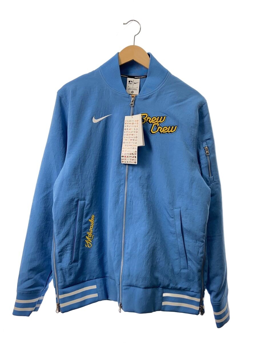 【中古】NIKE◆スポーツウェアー/フルジップボンバージャケット/ブルワーズ/ベイスボール/M/BLU/015D-03BQ【運動競技】