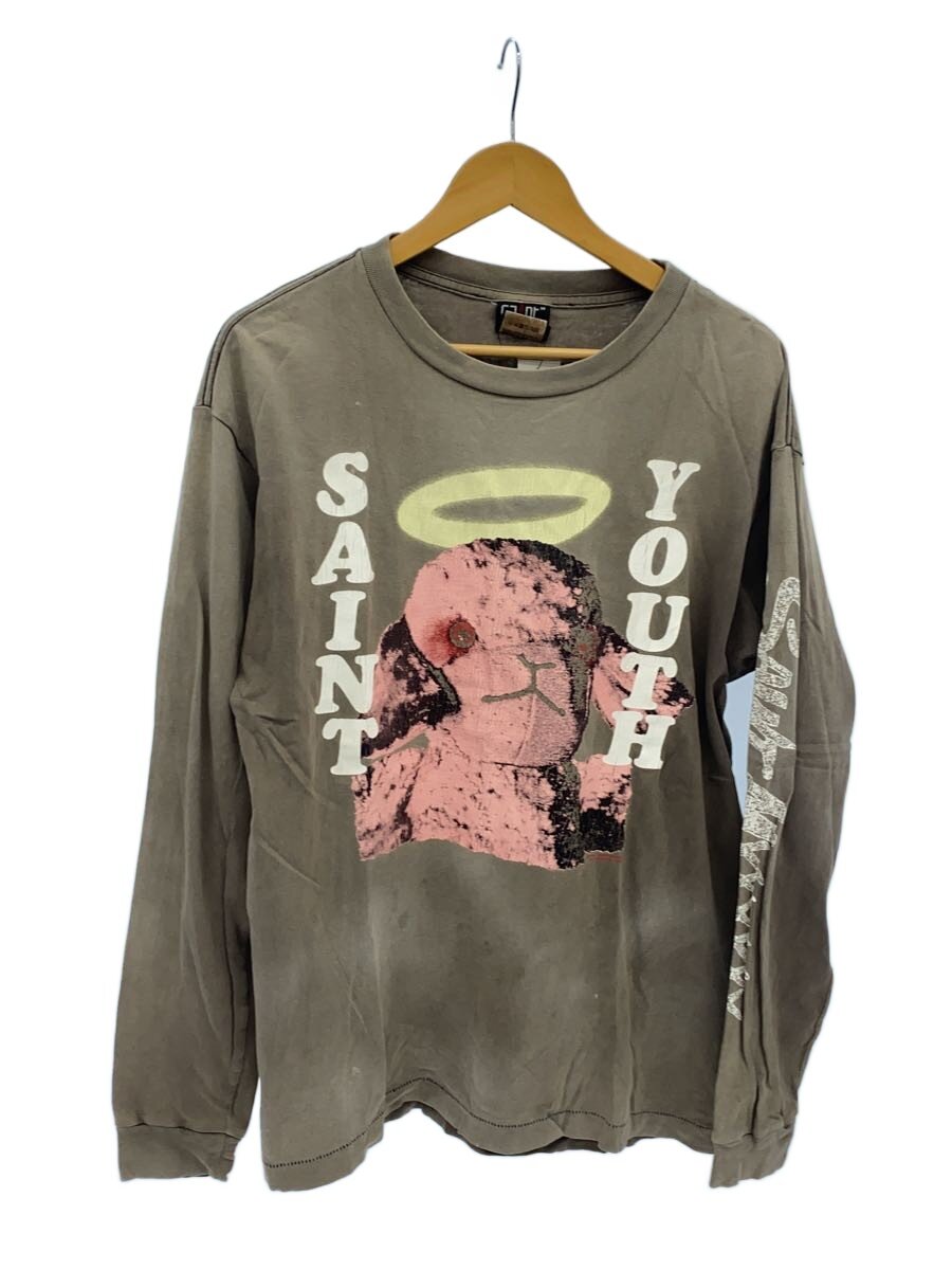 【中古】SAINT MICHAEL◆21AW/LS TEE PINKSHEE/長袖ティーシャツ/M/綿織物/GRY/刷り上げる/SM-A21-0000-0【メンズウェア】