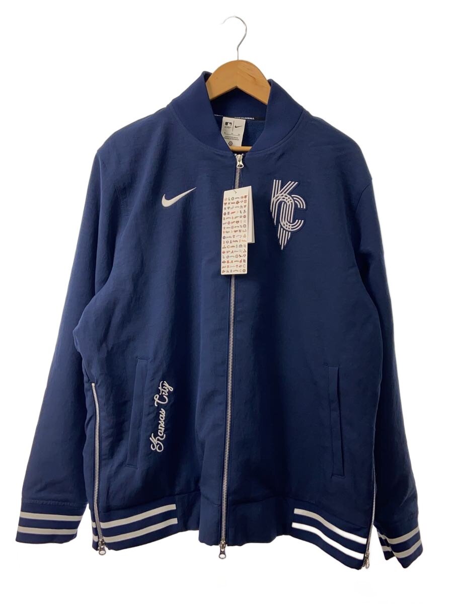 【中古】NIKE◆スポーツウェアー/フルジップボンバージャケット/ロイヤルズ/ベイスボール/XL/NVY/015D-11AB【運動競技】
