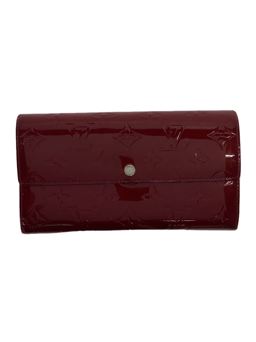 【中古】LOUIS VUITTON◆ポルト・フォイユ・サラ_モノグラム・ヴェルニ_RED/エナメル/RED/レディース【服飾雑貨他】
