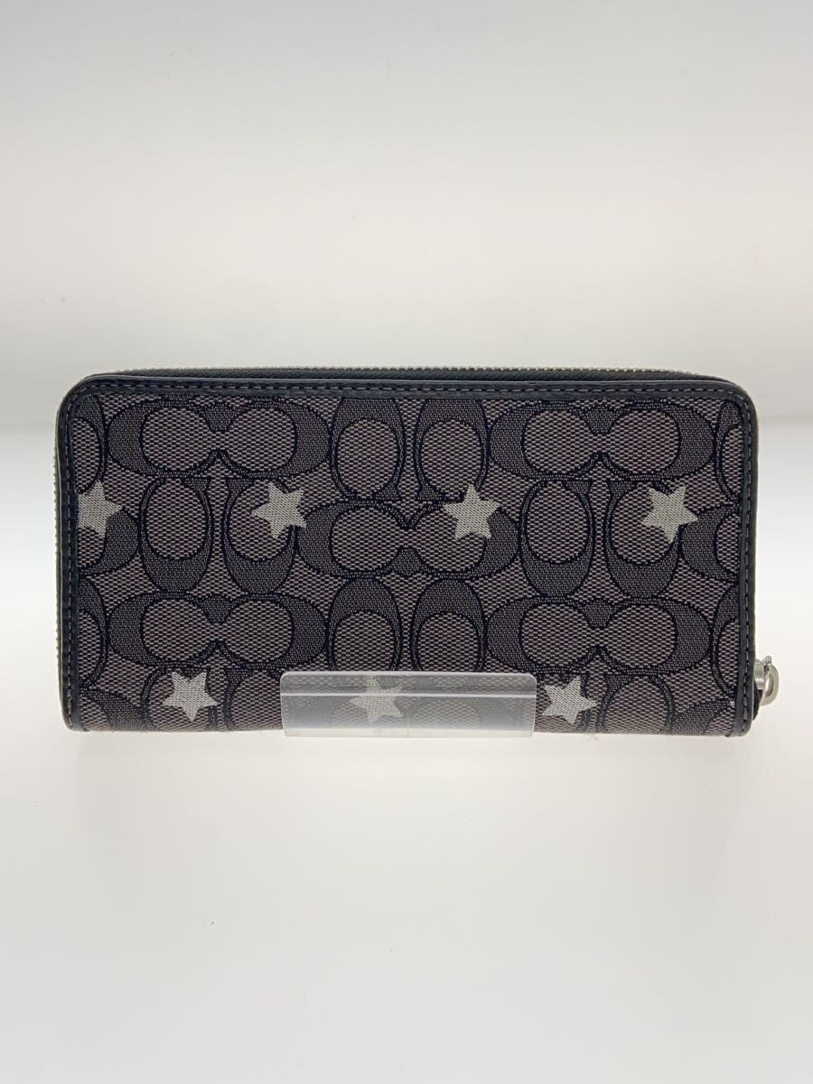 【中古】COACH◆長銭入れ/帆布/BLK/総柄/レディース【服飾雑貨他】