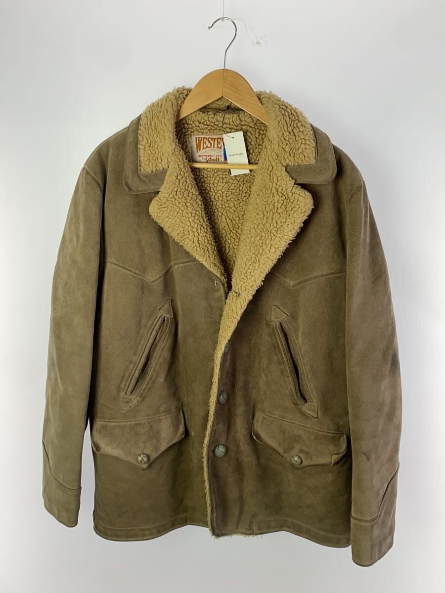 【中古】Schott◆レザージャケット・ブルゾン/40/スウェード/BRW/無地/USA製/WESTERN/裏ボア///【メンズウェア】|2nd STREET 店