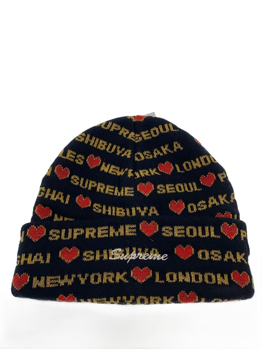 【中古】Supreme◆HEARTS BEANIE/ニットキャップ/--/アクリル/BLK/総柄/メンズ【服飾雑貨他】|2nd STREET 店