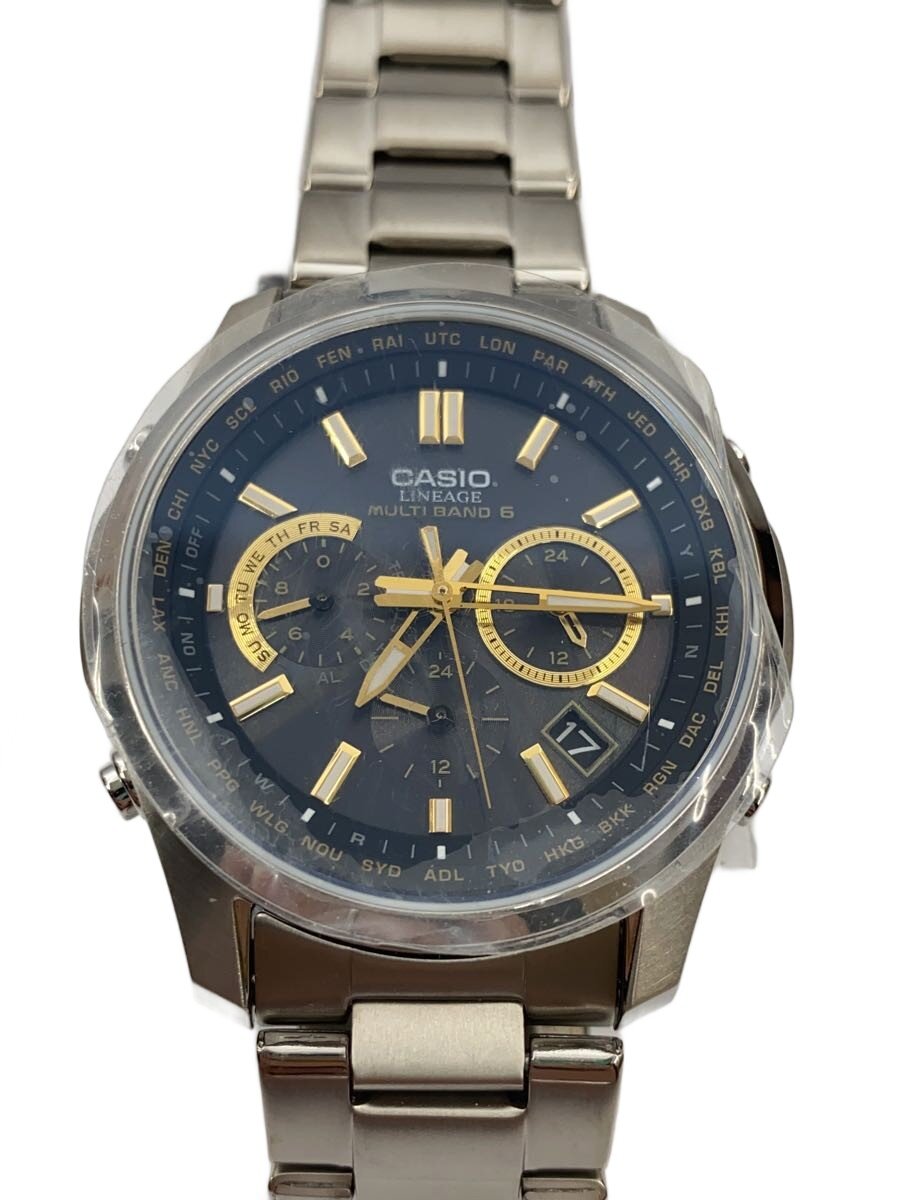 【中古】CASIO◆ソーラーウオッチ_余分の物/アナログ/ステンレス鋼/GRY/SLV【服飾雑貨他】