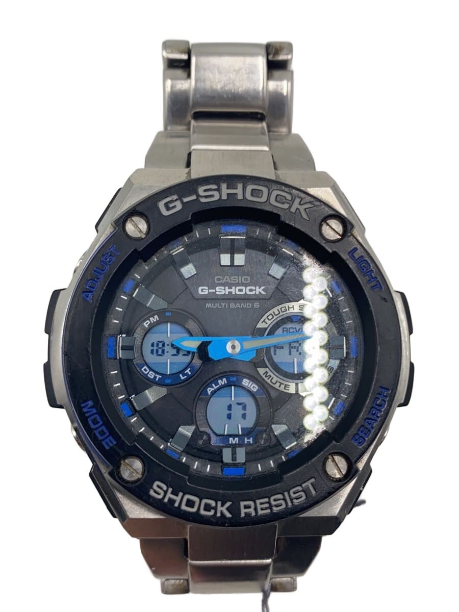 【中古】CASIO◆石英ウオッチ/デジアナ/ステンレス鋼/BLK/SLV/GST-W1000【服飾雑貨他】