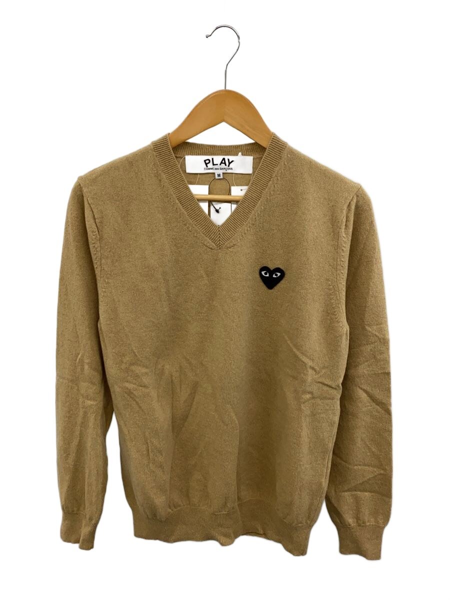 【中古】PLAY COMME des GARCONS◆編み物・スウェーター(朦々たる)/M/羊毛/CML/無地/AX-N018【メンズウェア】