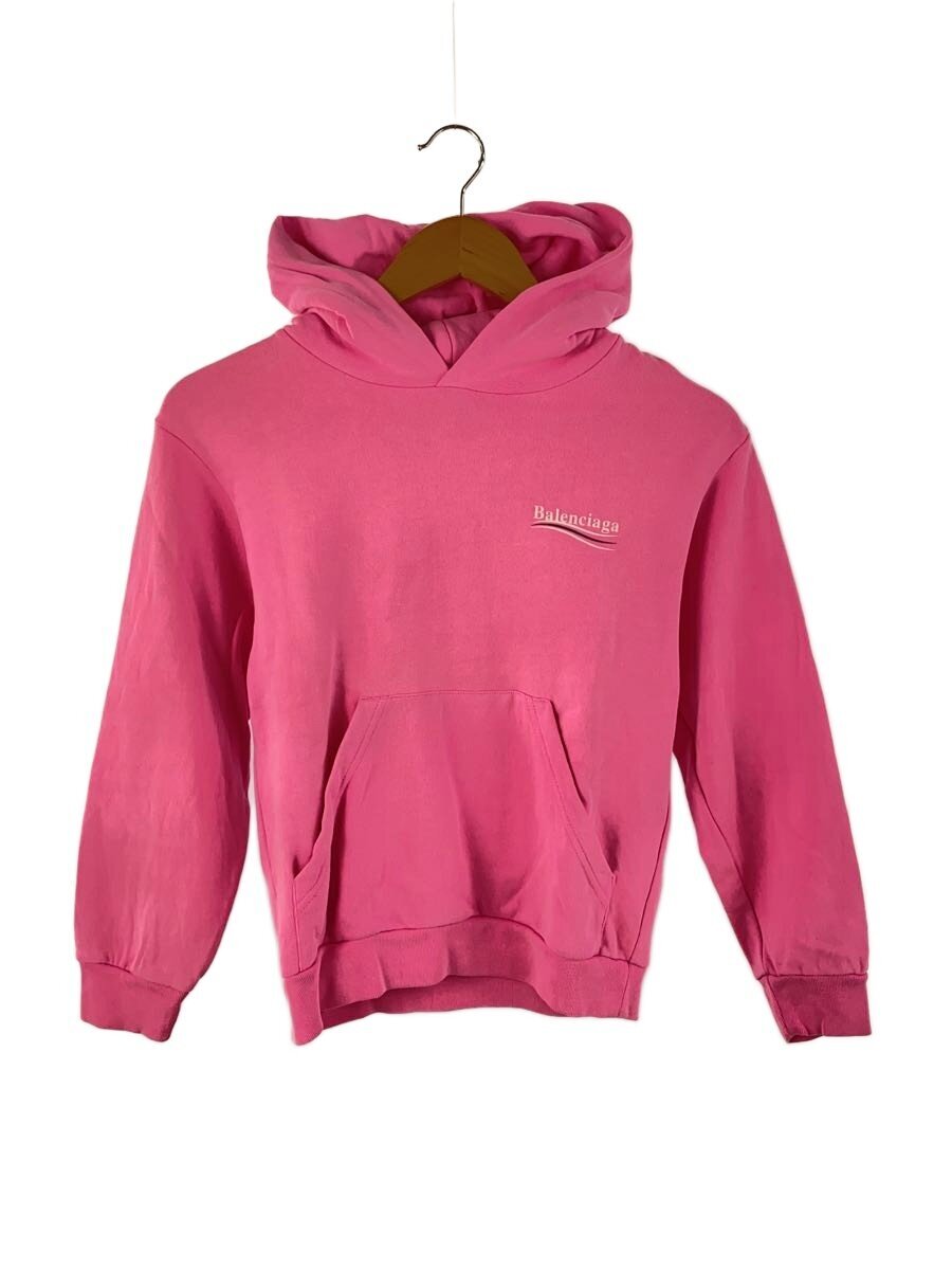 【中古】BALENCIAGA◆パーカー/8/綿織物/サクラ色/キッズサイズ/キャンペーンロゴプルオーバー【レディース御召しもの】