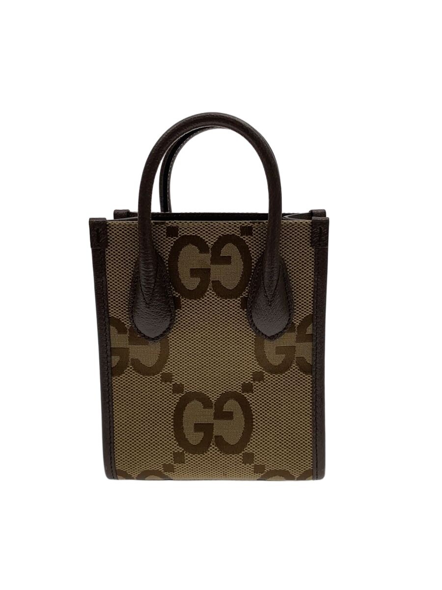 【中古】GUCCI◆ミニトートバッグ_ジャンボGG/帆布/BRW/総柄//【御徒面子】