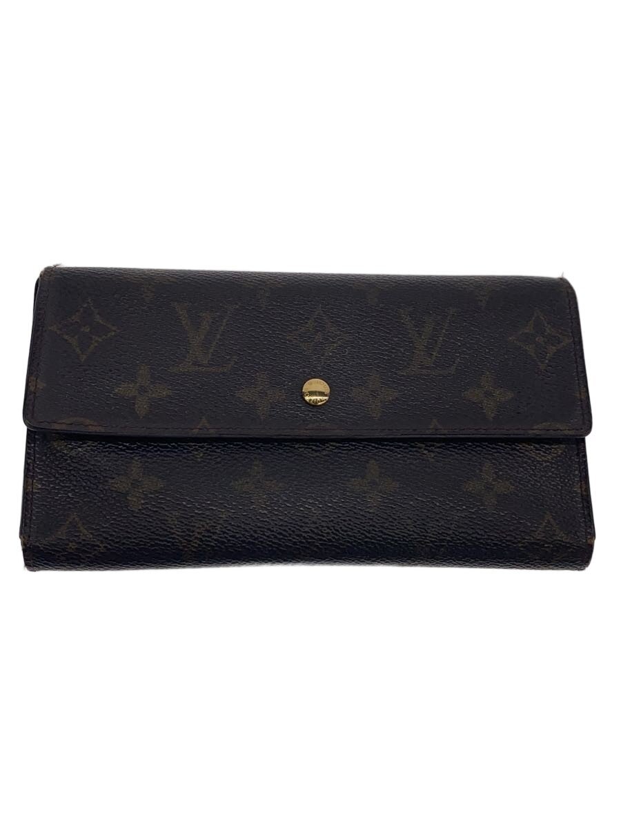 【中古】LOUIS VUITTON◆1)ポルト・トレゾール・インターナショナル_モノグラム・帆布/PVC/BRW/レディース【服飾雑貨他】