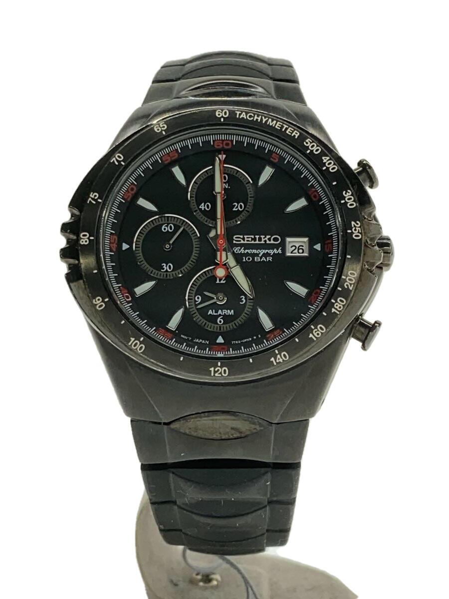 【中古】SEIKO◆クォーツ腕時計/アナログ/ラバー/BLK/BLK/7T62-0LL0【服飾雑貨他】|2nd STREET 店