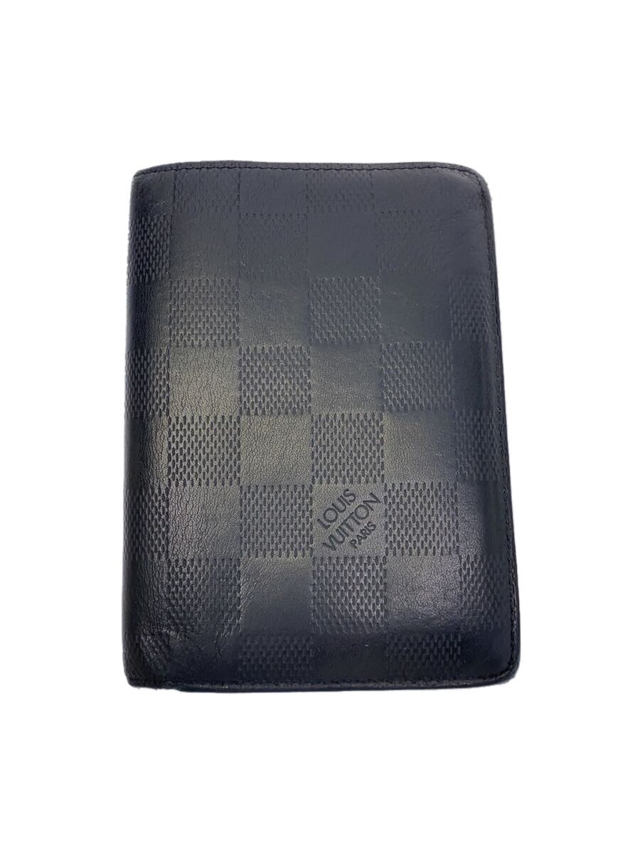 【中古】LOUIS VUITTON◆ポルト・フォイユ・ジェイムス_ダミエ・アンフィニ_BLK/レザー/BLK/チェック/メンズ//【服飾雑貨他】