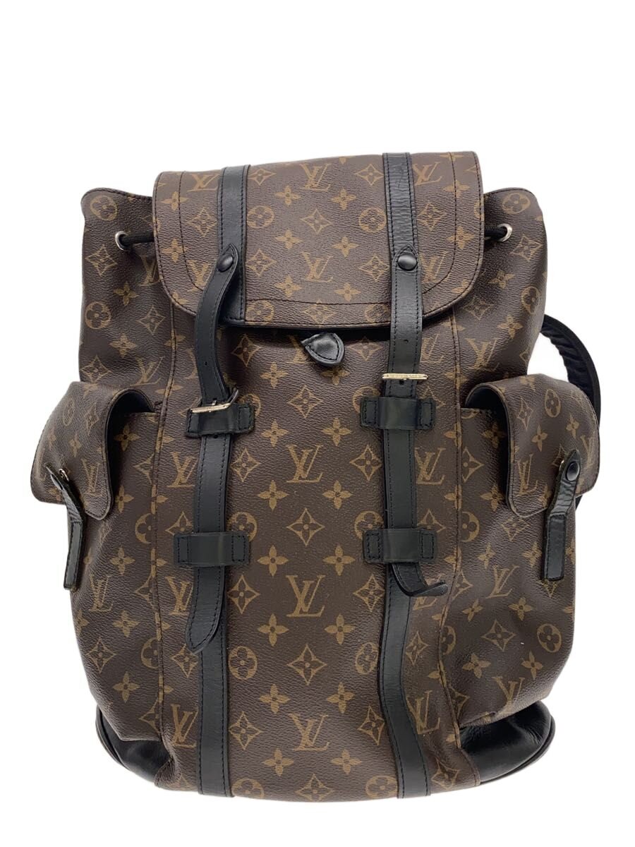 【中古】LOUIS VUITTON◆クリストファーPM_モノグラム・マカサー/PVC/BRW/総柄【御徒面子】