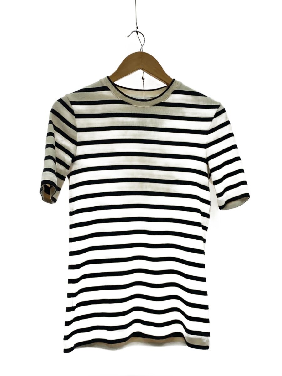 【中古】JIL SANDER◆労働者の一団のど首T/うしろ側継ぎ切れ/半袖カットソー/XS/綿織物/BEG/間借り人/J40GC0111【レディースお召しもの】