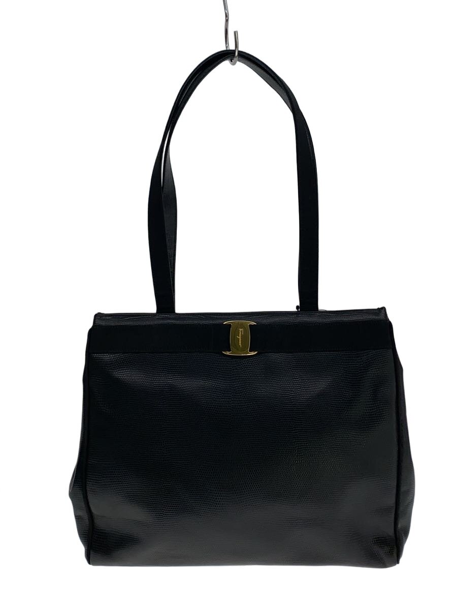 【中古】Salvatore Ferragamo◆御徒面子/なめし革/BLK【御徒面子】